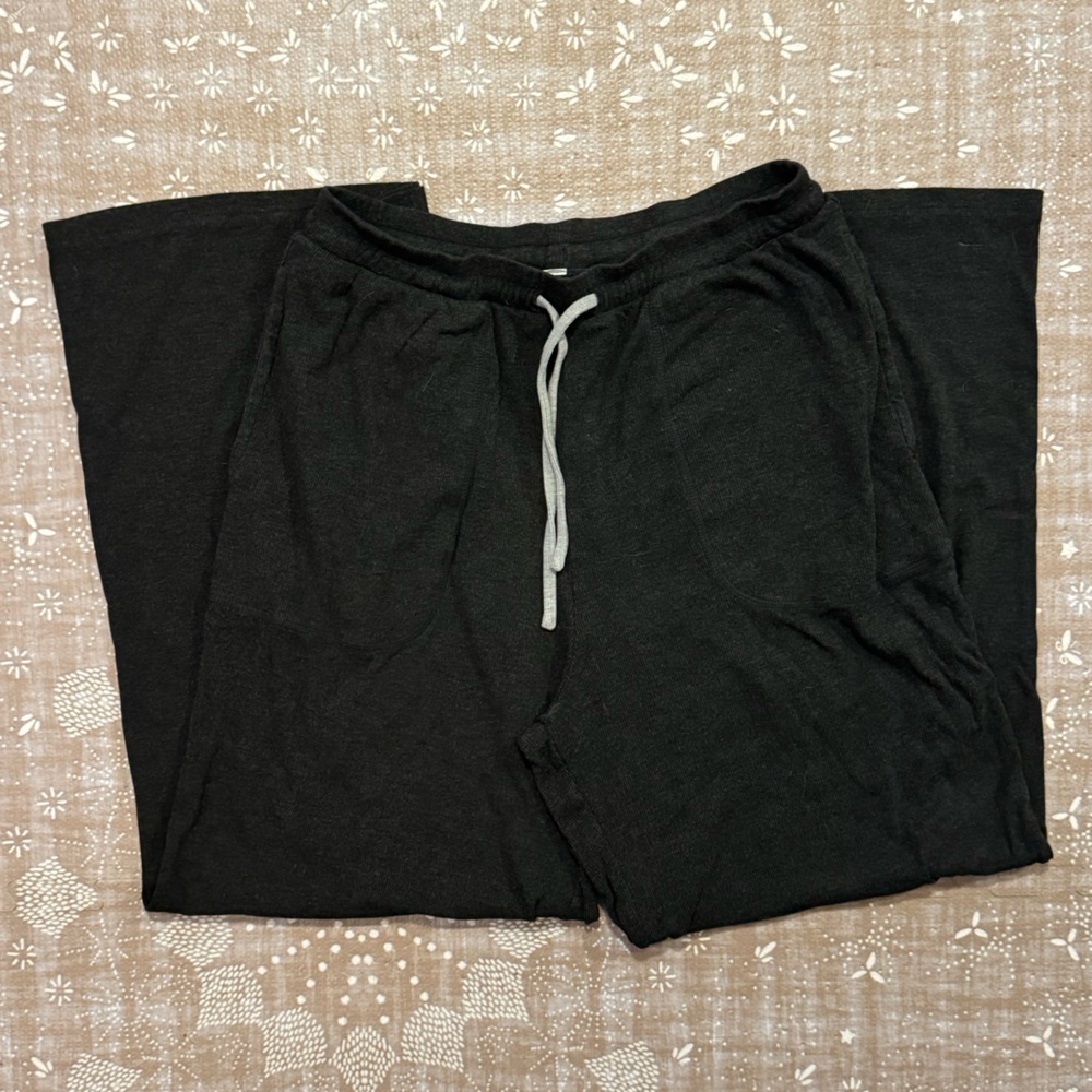 P’tula Soft Lounge Rib Wide Leg Pant 29” - Size L/Dark Gray
